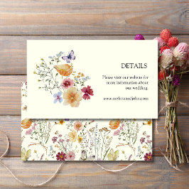 Rustikale Boho Wildblume Hochzeitdetails Begleitkarte