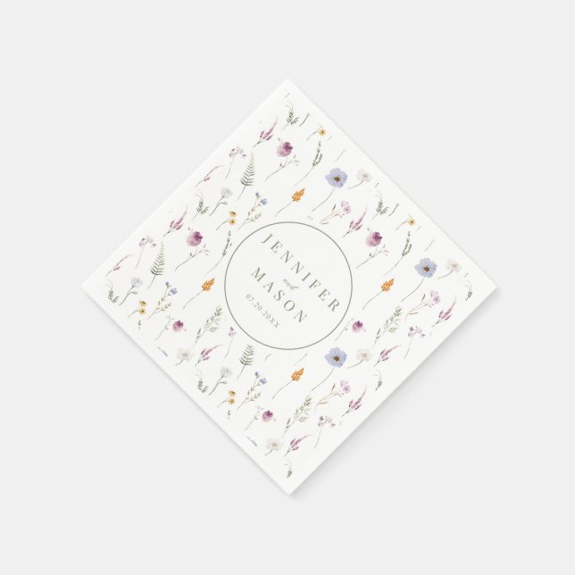 Rustikale Boho Wildblume Hochzeitspapiere Serviett Serviette (Ecke)