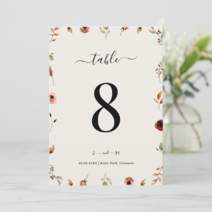 Rustikale Boho Wildblumen 12x18 Wedding Tischnumme Einladung