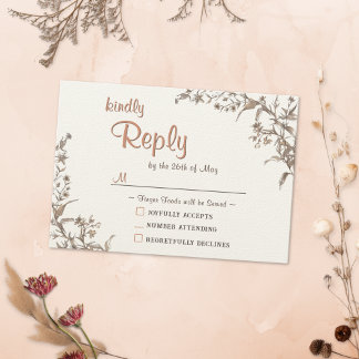 Rustikale Boho-Wildblumen Hochzeit der RSVP-Karte RSVP Karte