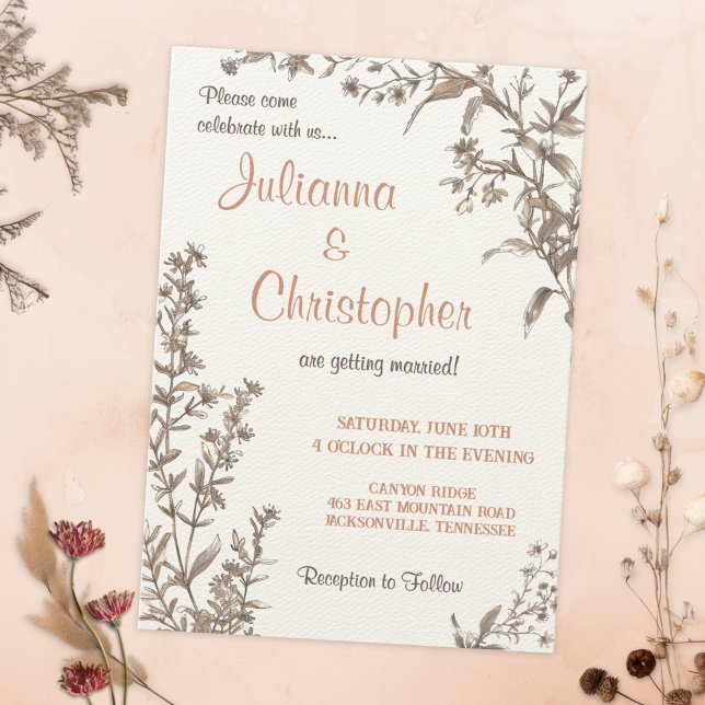 Rustikale Boho-Wildblumen Hochzeit Einladung (Von Creator hochgeladen)