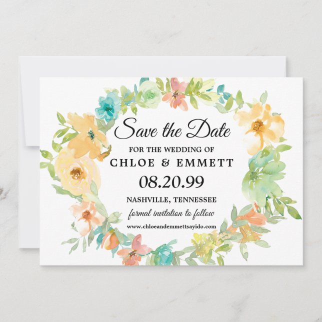 Rustikale Boho-Wildblumen Hochzeiten speichern das Save The Date (Vorderseite)