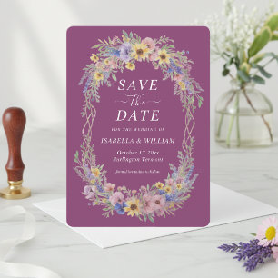 Rustikale Boho-Wildblumen-Save-the-Date-Beeren-Pur Einladung