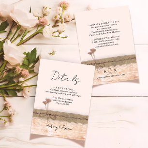 Rustikale Boho Wood Blush Wildblume Hochzeitsdetai Begleitkarte