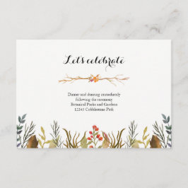 Rustikale Boho Woodland Animals Wasserfarbenhochze Begleitkarte