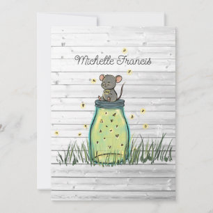 Rustikale Bokeh-Maus-Glühwürmchen-Mason-Jar-Dusch- Einladung