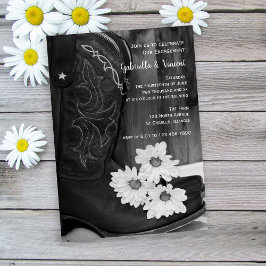 Rustikale Boots- und Daisiser-Western-Engagement-P Einladung