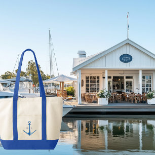 Rustikale Bootsanker-Monogramm-Tasche mit Kontrast Tragetasche