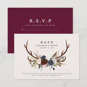 Rustikale Bordeaux-Hochzeit Begleitkarte