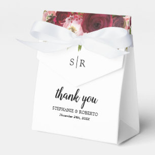 Rustikale bordeauxfarbene Blumen-Hochzeitsgeschenk Geschenkschachtel