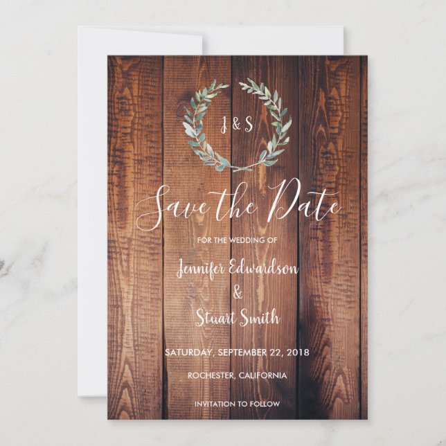 Rustikale botanische Aquarellbilder Save the Date (Vorderseite)