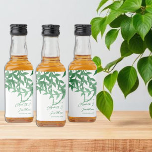Rustikale Botanische Blätter Hochzeit Alkoholflaschenetikett