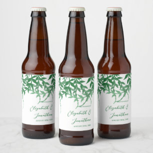 Rustikale Botanische Blätter Hochzeit Bierflaschenetikett