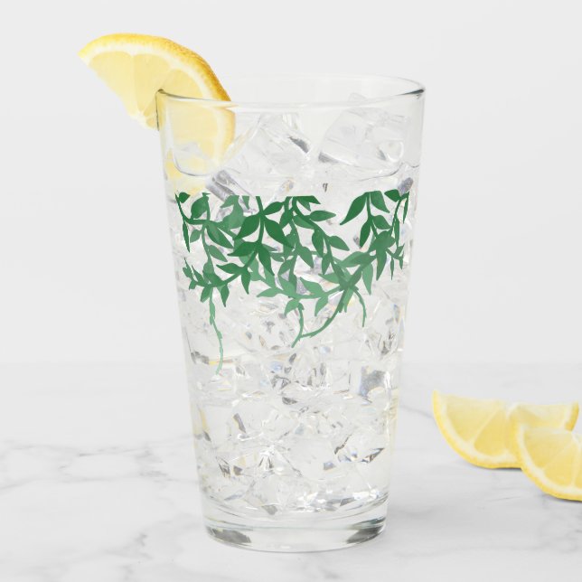 Rustikale Botanische Blätter Hochzeit Glas (Vorderseite Ice)