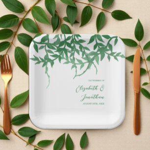 Rustikale Botanische Blätter Hochzeit Pappteller