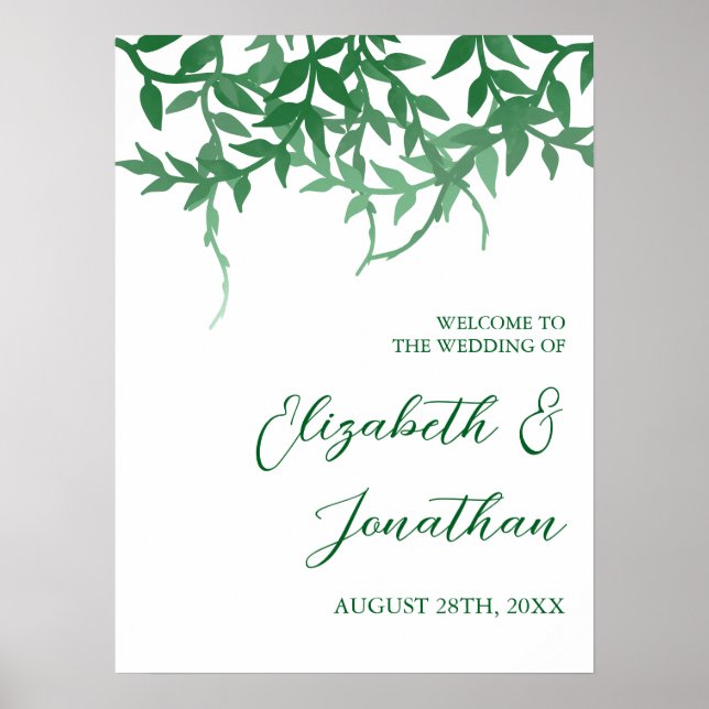 Rustikale botanische Blätter Hochzeit Poster (Vorne)