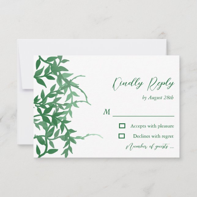 Rustikale Botanische Blätter Hochzeit RSVP Karte (Vorderseite)