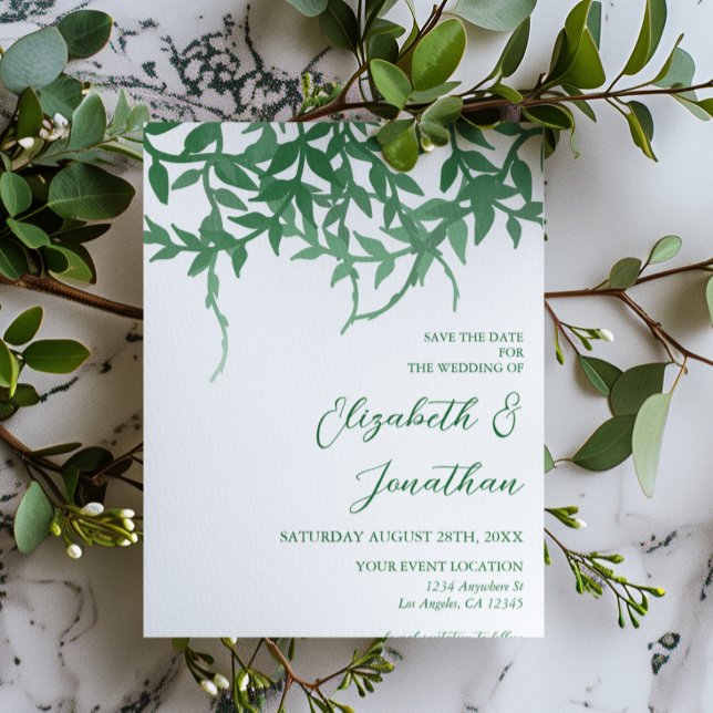 Rustikale Botanische Blätter Hochzeit Save The Date (Von Creator hochgeladen)