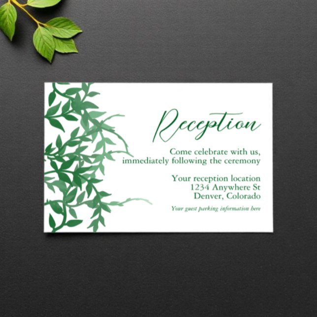 Rustikale botanische Blätter Hochzeitsempfang Begleitkarte (Von Creator hochgeladen)