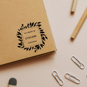 Rustikale botanische Blätter Modernes, elegantes B Permastempel