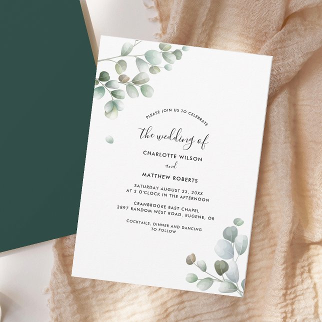 Rustikale Botanische Eukalyptus-Foliage Einladung (Rustic Eucalyptus Greenery Watercolor Foliage Wedding Invitation)