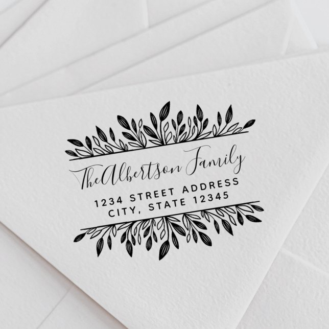 Rustikale botanische Familienname Rücksendeadresse Permastempel (Von Creator hochgeladen)