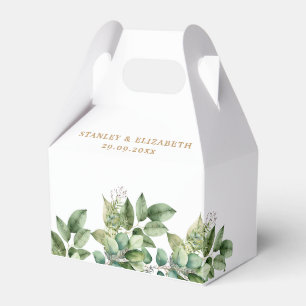Rustikale Botanische Grün- und Goldfolienhochzeit Geschenkschachtel