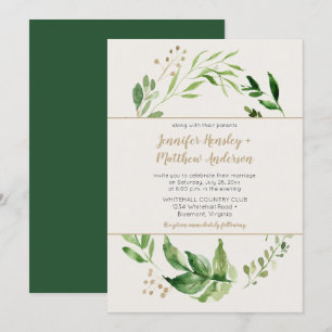 Rustikale Botanische Grünanlage Elfenbeinhochzeit Einladung