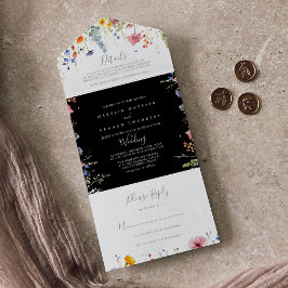 Rustikale botanische Hochzeit auf der Wiese     All In One Einladung