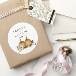 Rustikale botanische Hochzeit im Herbst Runder Aufkleber