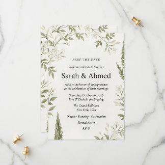 Rustikale botanische Hochzeit-Save-the-Date-Karte Save The Date