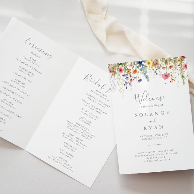 Rustikale botanische Hochzeitsmappe Wiese gefaltet Programm (Von Creator hochgeladen)