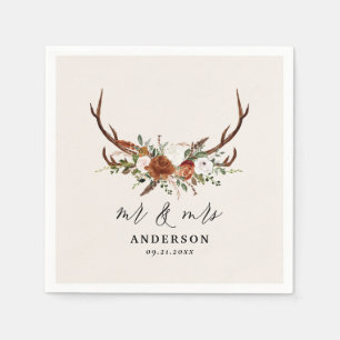 rustikale botanische Hochzeitsschrift für die Rüst Serviette