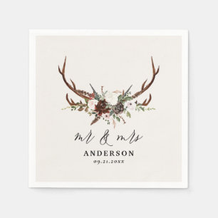 rustikale botanische Hochzeitsschrift für die Rüst Serviette