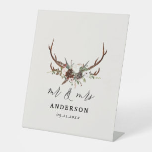 rustikale botanische Hochzeitsschrift für die Rüst Sockelschild