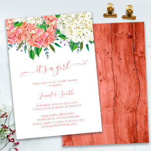 Rustikale Botanische Hydrangea Girl Babydusche Einladung