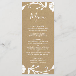 Rustikale Botanische Kranken-Imitate Kraft Hochzei Menükarte