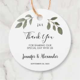 Rustikale botanische Monogramm Foto Hochzeit danke Geschenkanhänger