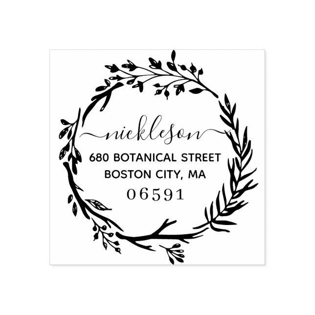 Rustikale botanische Rücksendeadresse Gummistempel (Prägung)