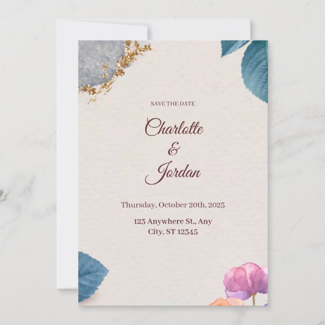 Rustikale Botanische Save-the-Date-Karte Save The Date (Vorderseite)