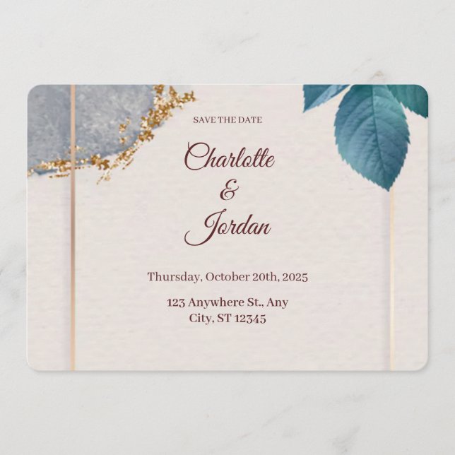 Rustikale Botanische Save-the-Date-Karte Save The Date (Vorderseite)