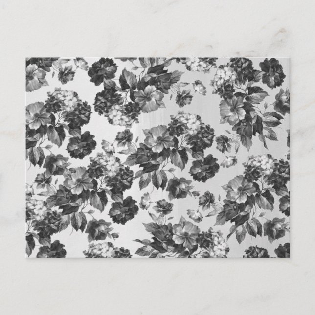Rustikale botanische Vintage Schwarz-weiße Blüte Postkarte (Vorderseite)