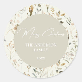 Rustikale botanische Wildblume Runder Aufkleber