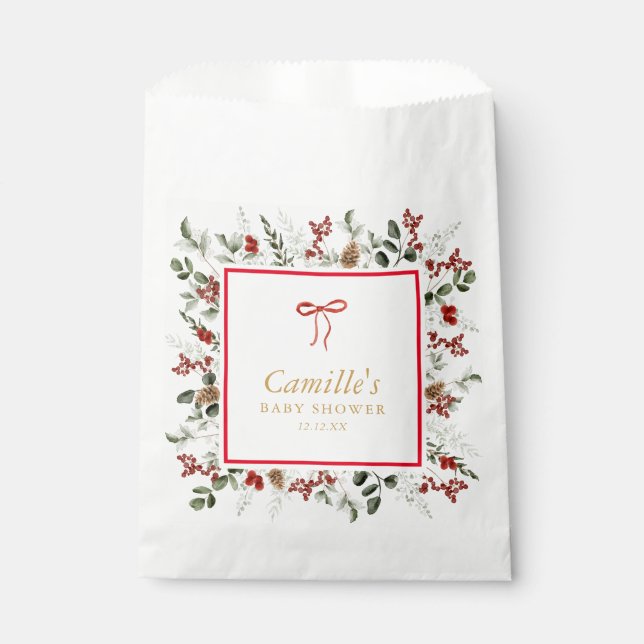 Rustikale Botanische Winter-Kinderdusche Geschenktütchen (Vorderseite)