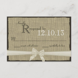 Rustikale Bow- und Burlap-Hochzeitsreaktion RSVP Karte