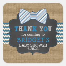 Rustikale Bowtie danke, Baby Dusche Quadratischer Aufkleber