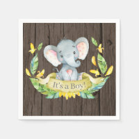 Rustikale Boy Elephant Babydusche Gelb Napkins