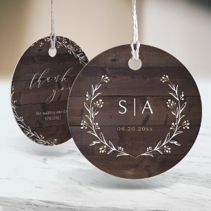 Rustikale Brauerei Wood Boho Floral Country Weddin Geschenkanhänger