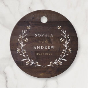 Rustikale Brauerei Wood Boho Floral Country Weddin Geschenkanhänger