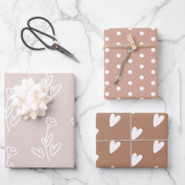 Rustikale Braun Beige Girly Geschenkpapier Set
